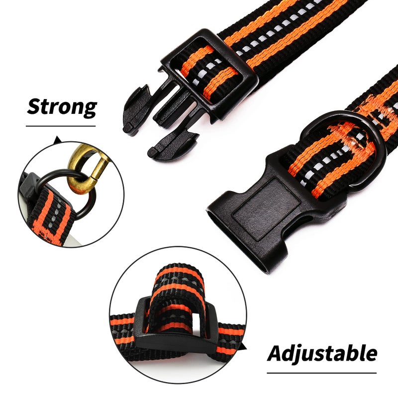 Mile High Life Reflective Dog Collar | Nylon Pet Collars wiith Buckle | Light Weight Puppy Collars | Orange Dog Collars for Large Dogs (Orange, L) - Image 4